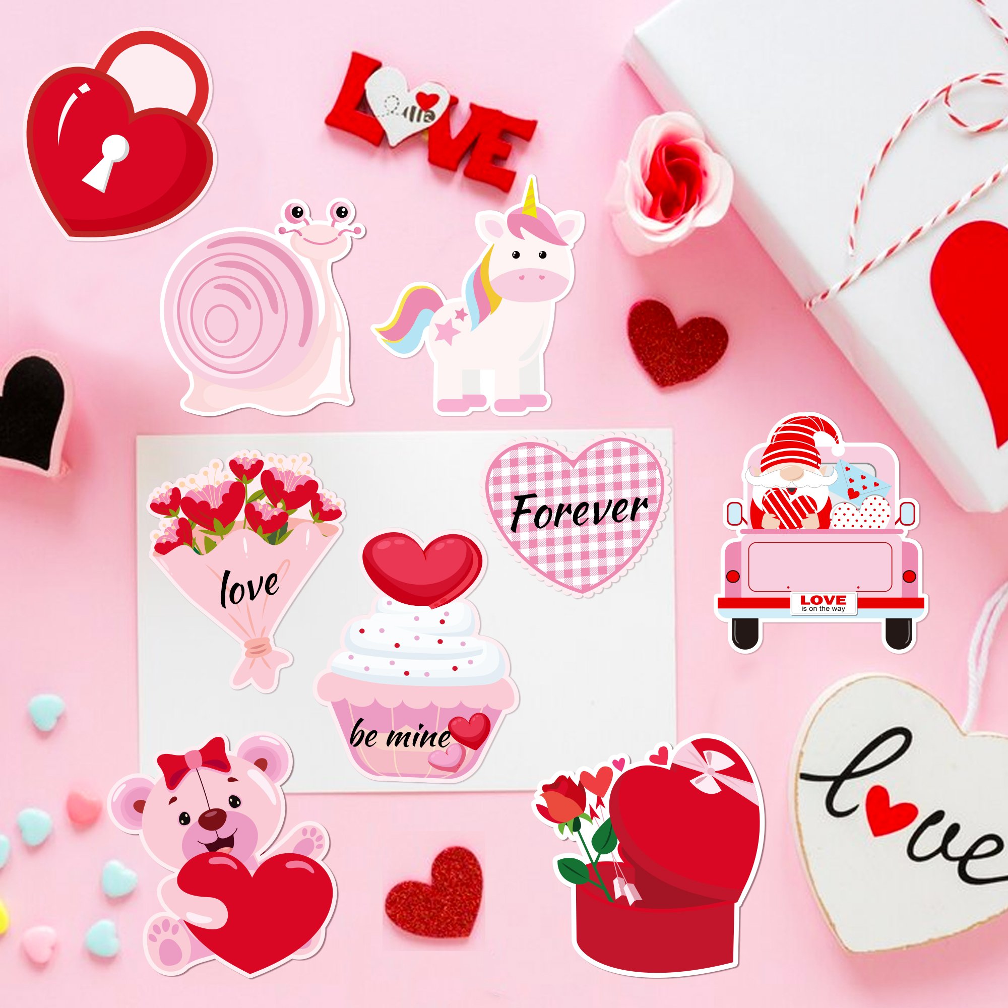 UB010 Valentine's Day Notepads Self Sticky Notes Heart Bear Gnome Rose Memo Notes Self Adhesive For Office Party Decorations