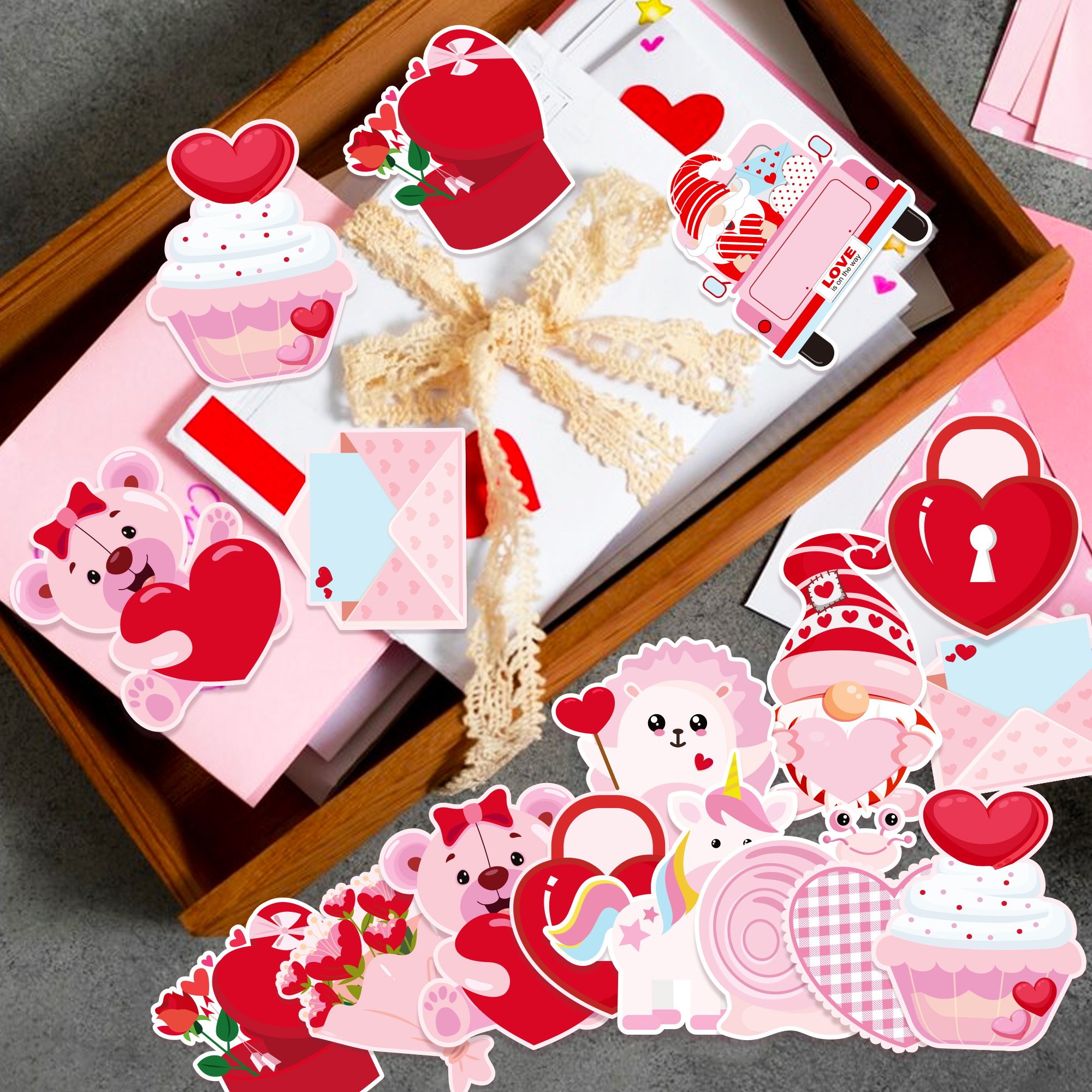 UB010 Valentine's Day Notepads Self Sticky Notes Heart Bear Gnome Rose Memo Notes Self Adhesive For Office Party Decorations
