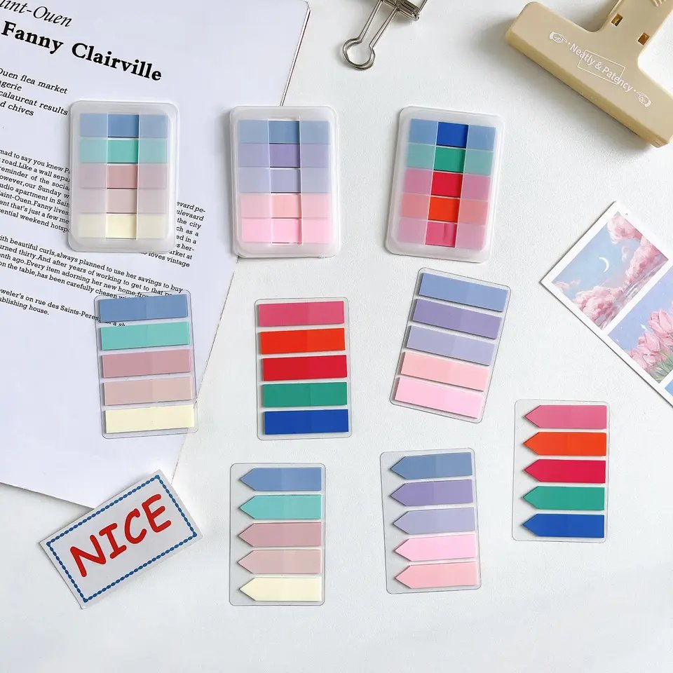 Page Markers Sticky Index Tabs Sticker PET Memo Pad Custom Post Note Flags Writable Arrow Note Tabs It Self Adhesive Bookmark