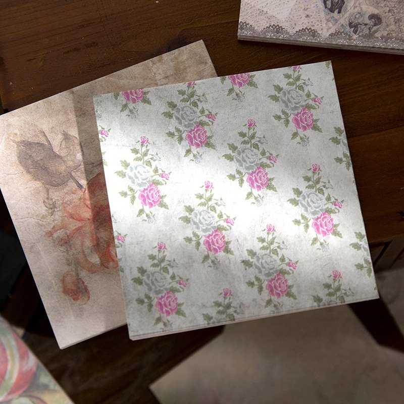 50PCS/PACK Material Garden Series Retro Flower DIY Notebook Note Material Base Collage 7 Models