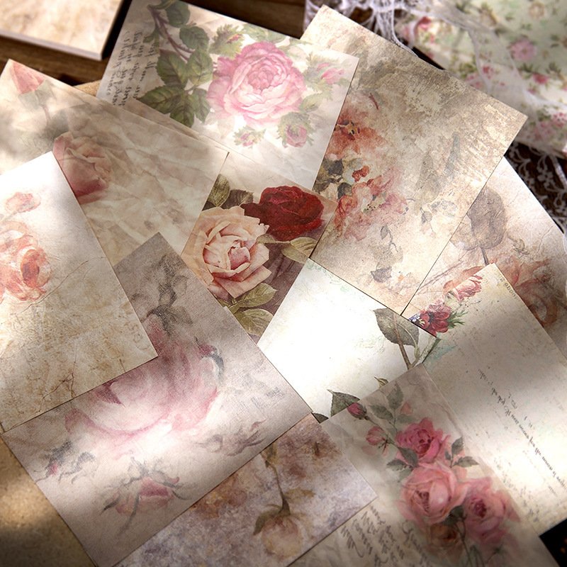 50PCS/PACK Material Garden Series Retro Flower DIY Notebook Note Material Base Collage 7 Models