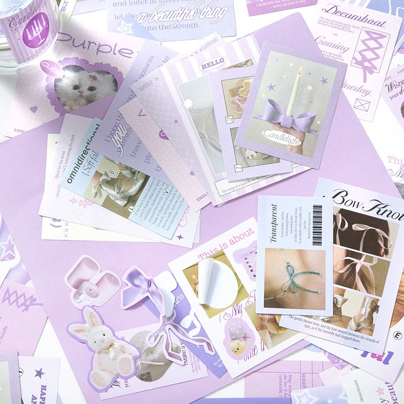 Simn Cute Stationery Scrapbooking Supplies Kit 160pcs Aesthetic Collage Paper Sticker Material Pack for Art Journaling