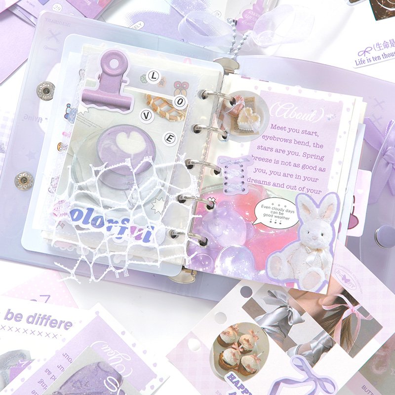 Simn Cute Stationery Scrapbooking Supplies Kit 160pcs Aesthetic Collage Paper Sticker Material Pack for Art Journaling