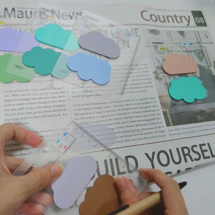 A3013 ACustom stationery transparent sticky notes PET notepad memo pad school supply stationery set