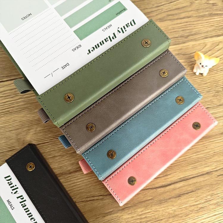 Wholesale A5 PU Leather Cover Detachable Tear off 100gsm sheet Ruled To do list printed custom note pad with custom binder