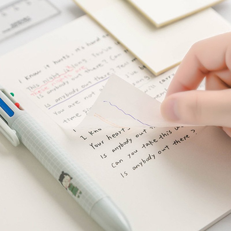 custom PET semi transparent waterproof sticky note self adhesive transparent page flag customized notes memo pads