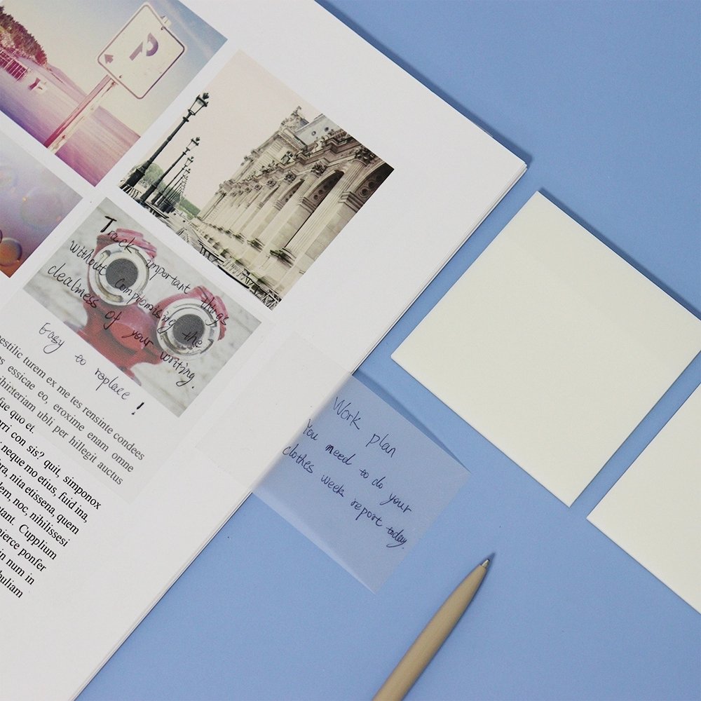 custom PET semi transparent waterproof sticky note self adhesive transparent page flag customized notes memo pads