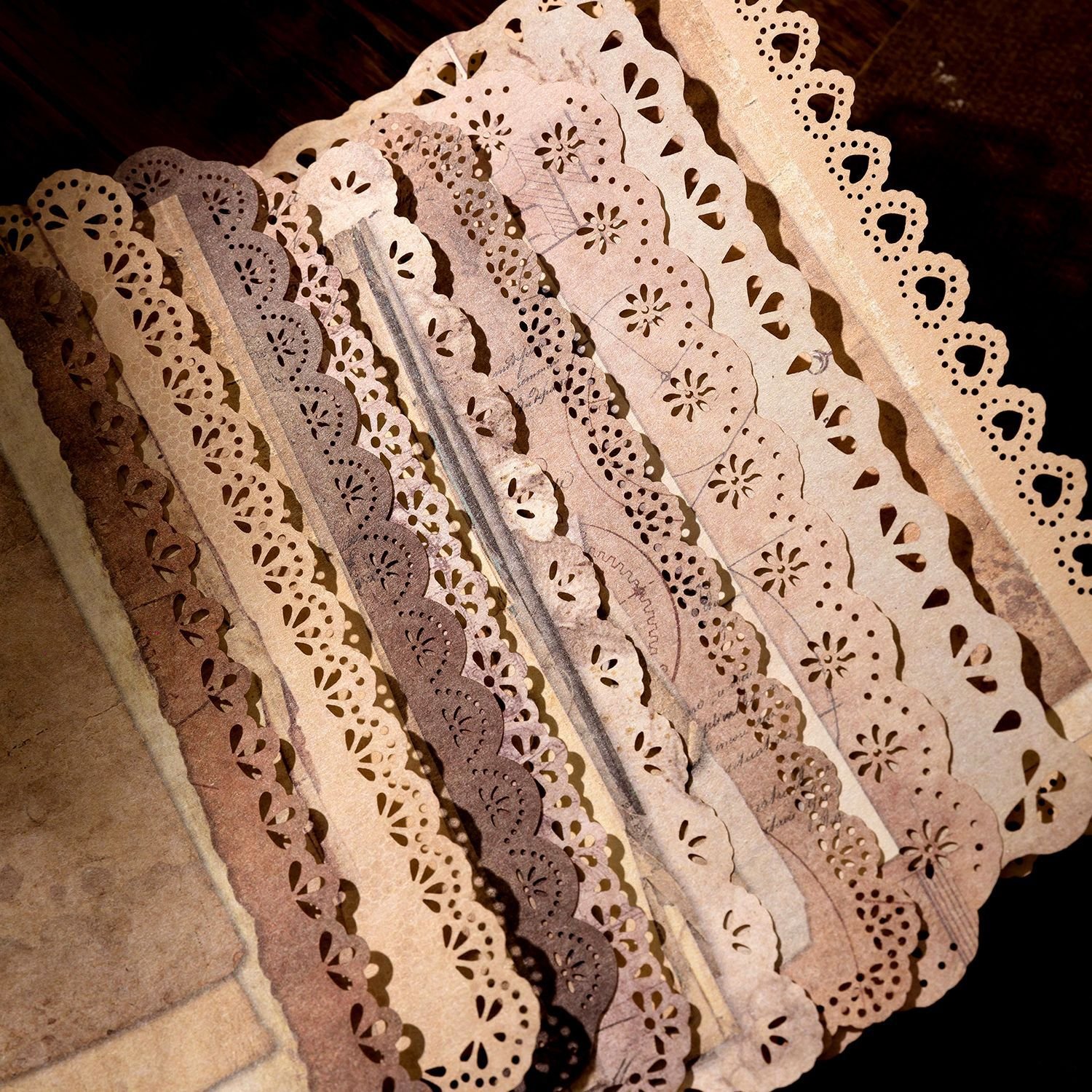 10pcs/pack Material Paper Ten Thousand Things Secret Language Series Openwork Lace Handbook Decoration Material