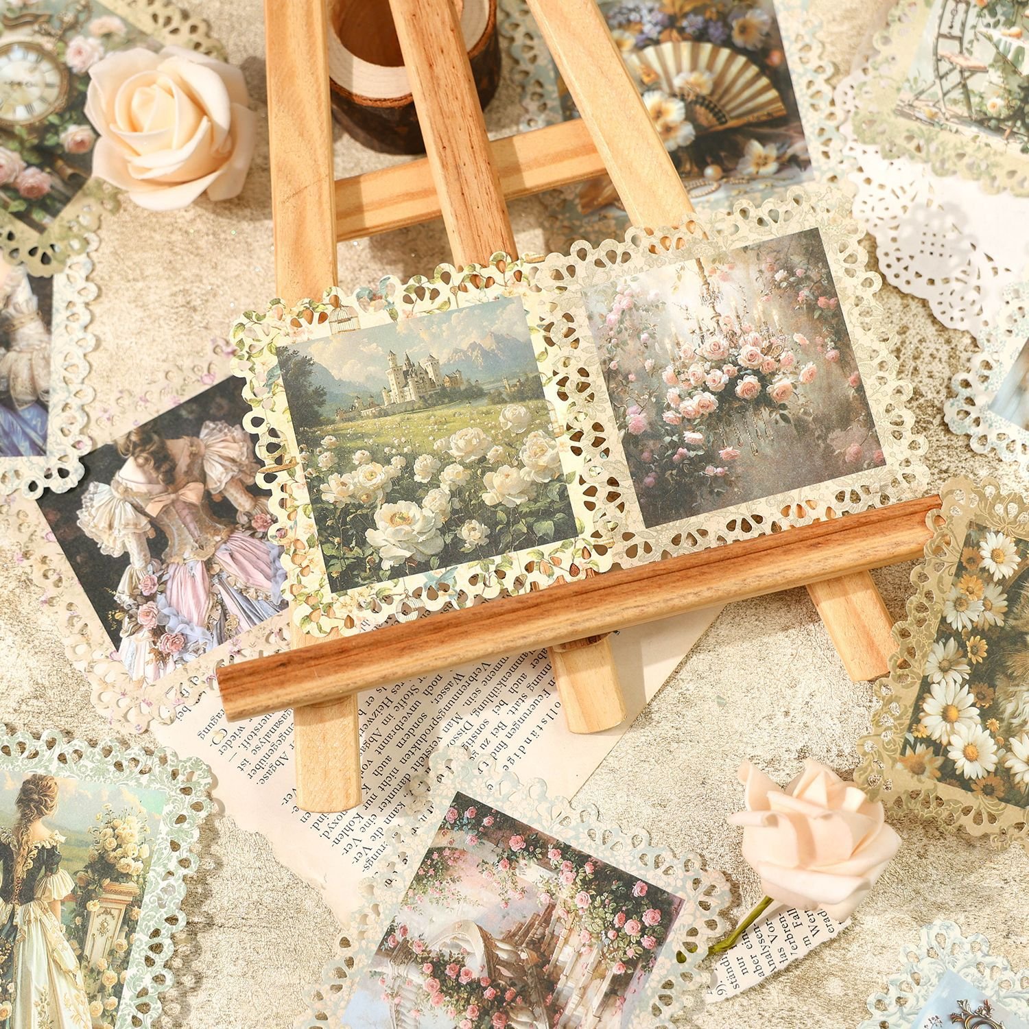 20pcs/pack Rococo garden series vintage hollow flowers handbook material paper handbook collage decoration