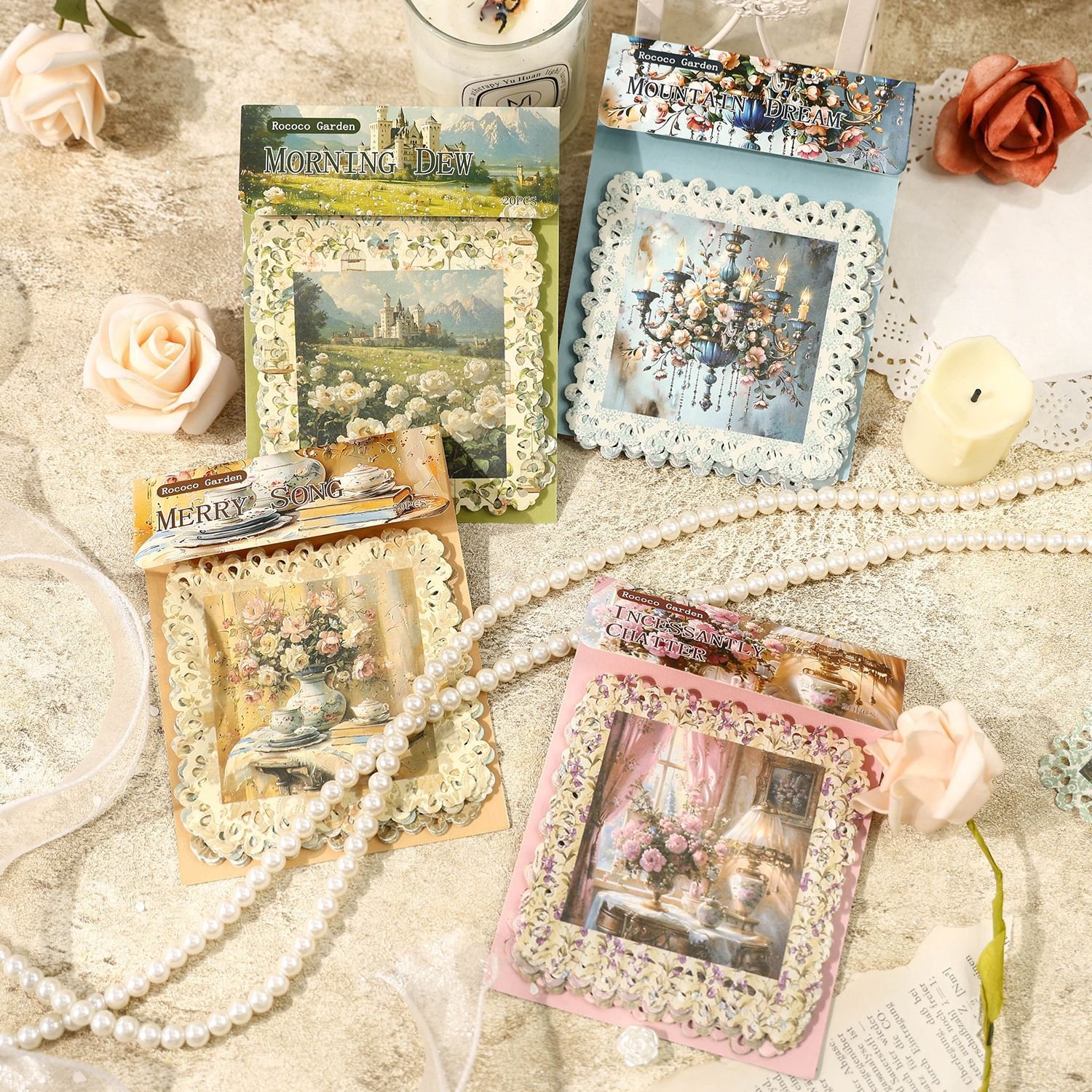 20pcs/pack Rococo garden series vintage hollow flowers handbook material paper handbook collage decoration