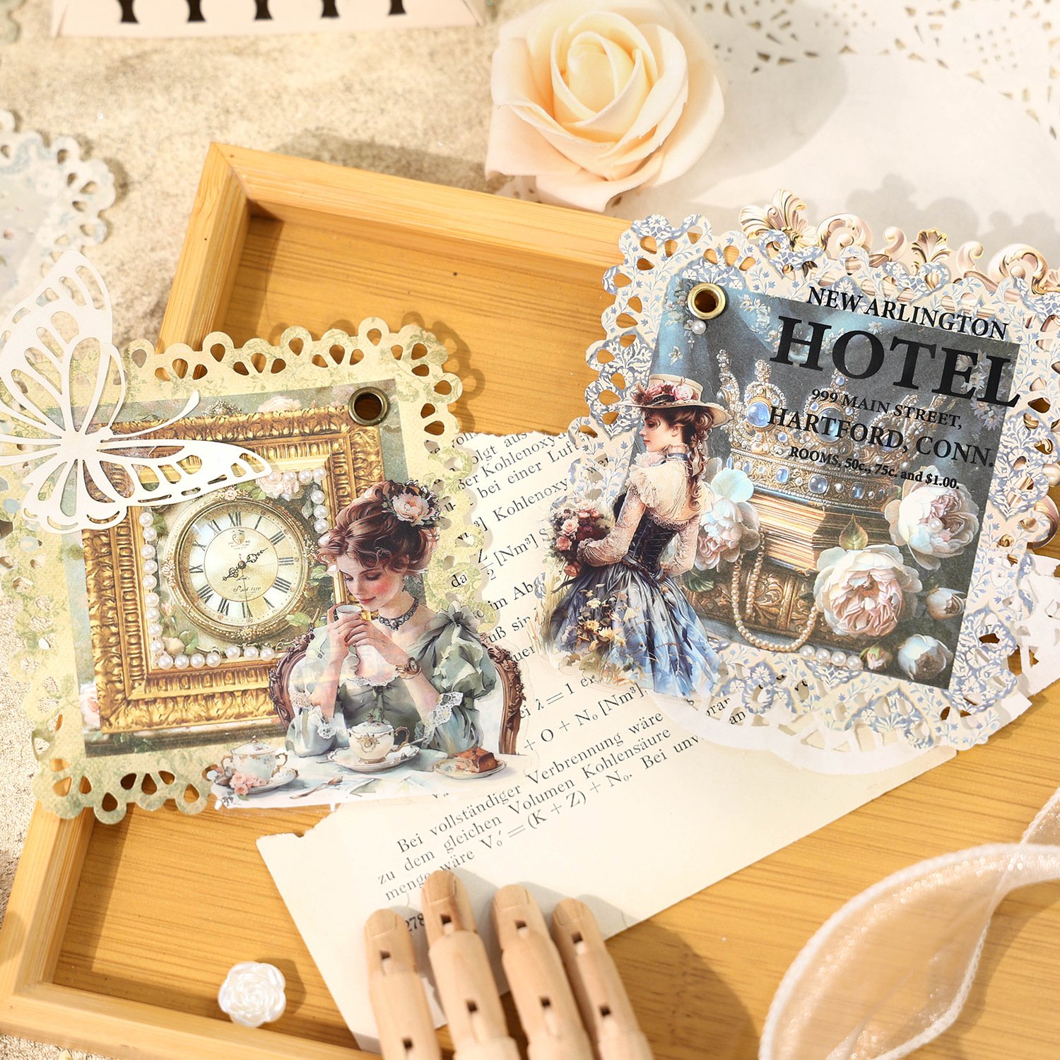 20pcs/pack Rococo garden series vintage hollow flowers handbook material paper handbook collage decoration