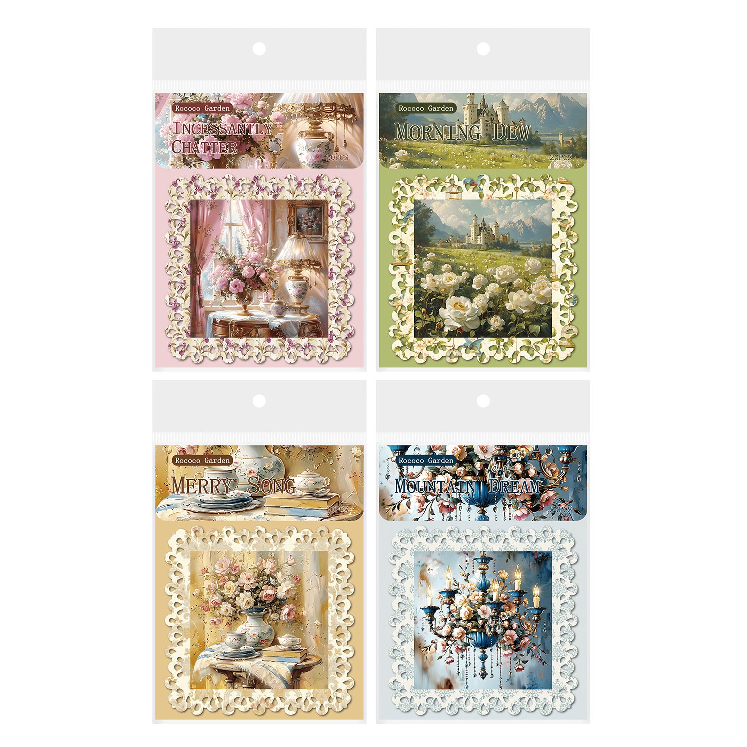 20pcs/pack Rococo garden series vintage hollow flowers handbook material paper handbook collage decoration