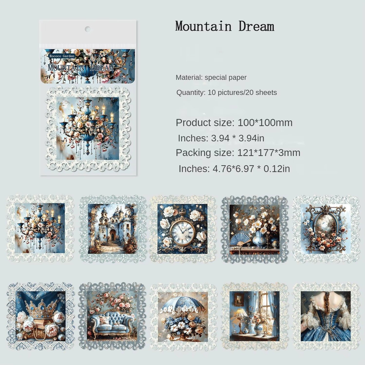 20pcs/pack Rococo garden series vintage hollow flowers handbook material paper handbook collage decoration