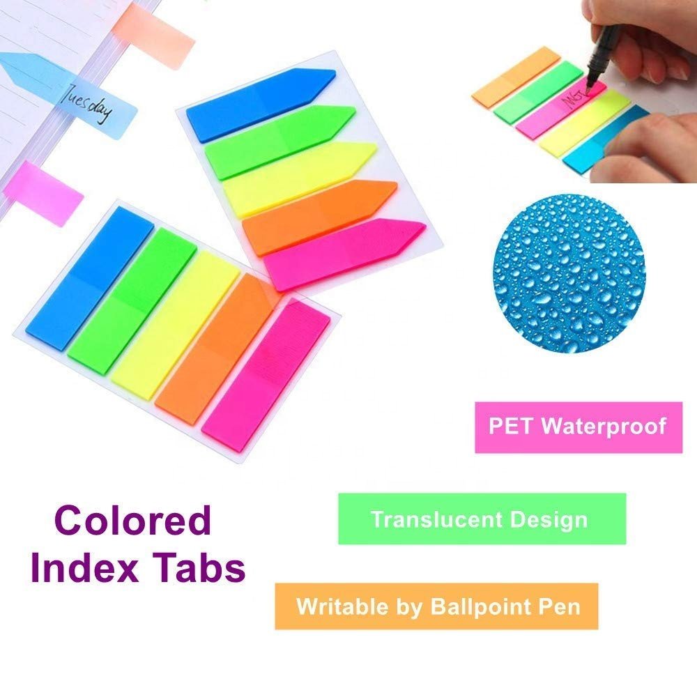 Self-adhesive Page Markers Neon Colored Index Tabs Self-stick Note Pads Flag Sticky Note Planner Memo Pads