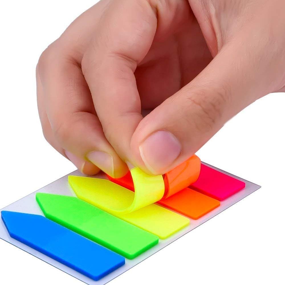Self-adhesive Page Markers Neon Colored Index Tabs Self-stick Note Pads Flag Sticky Note Planner Memo Pads