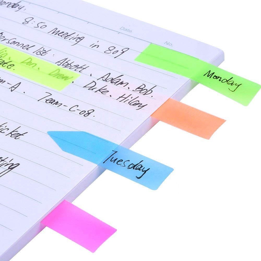 Self-adhesive Page Markers Neon Colored Index Tabs Self-stick Note Pads Flag Sticky Note Planner Memo Pads