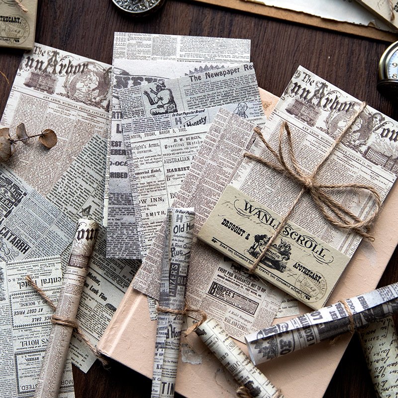 30pieces/pack Material Paper Miles Book Scroll Series Retro Message Memo Collage Journal Diary Message Memo 8 Models