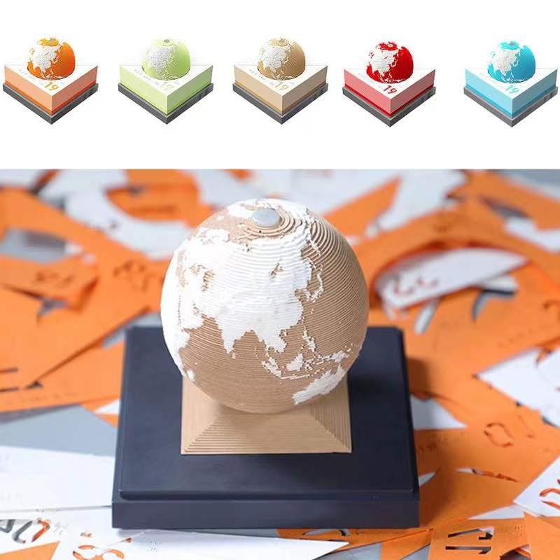 Creative Design Earth Calendar Note Memo Pad Months Scheduler 3D Sculpture Art Paper Memo Pad