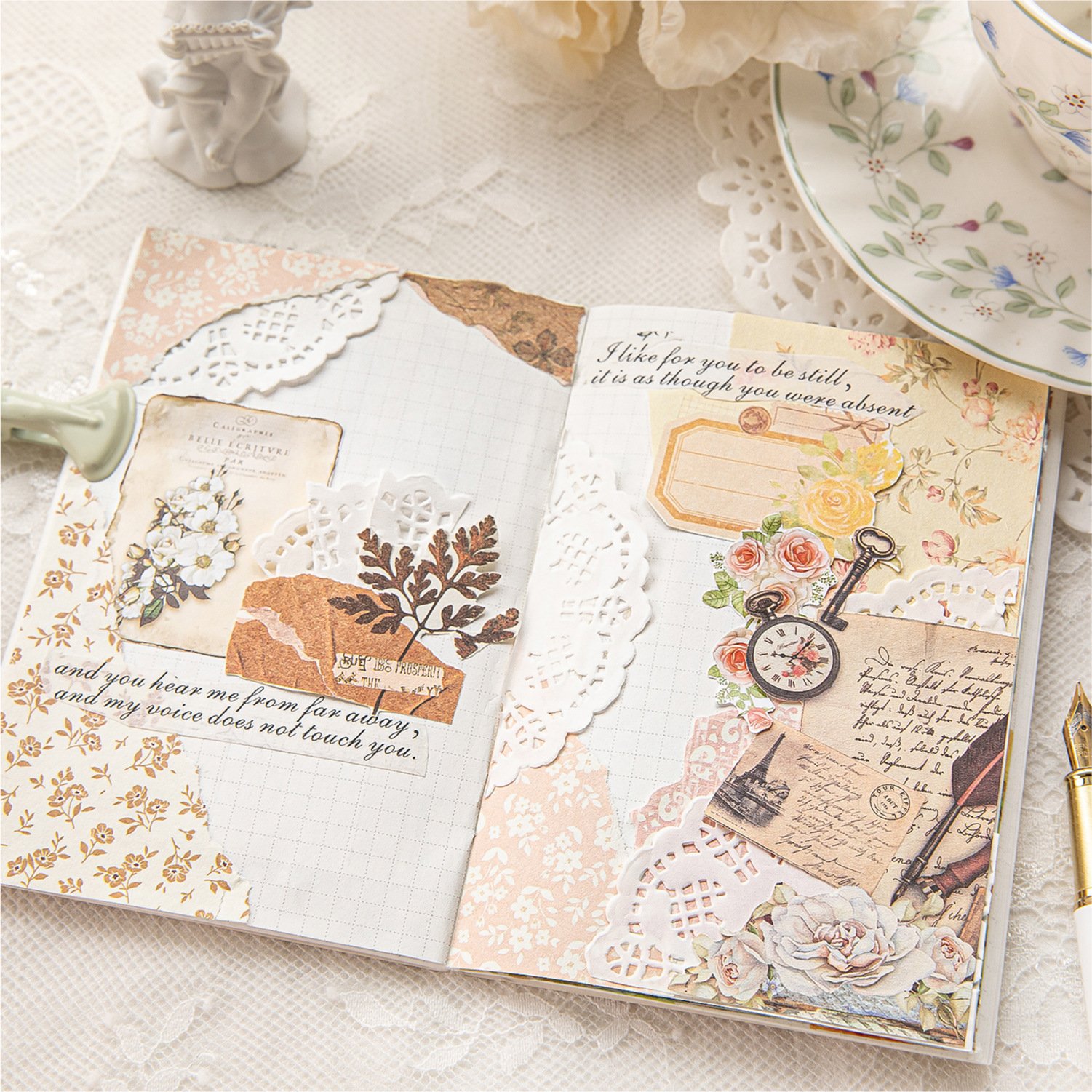 100pcs/pack Material Flower Post Office Series Light Retro Handbook Watercolour Flower Stickers Decorative Paper Message Notes