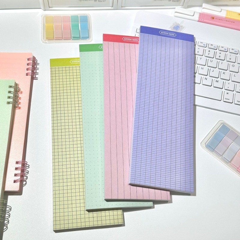 New Extra Long Color Memo Pad Grid Memo Pad Kawaii Stationery Memo Pads 50 Sheets