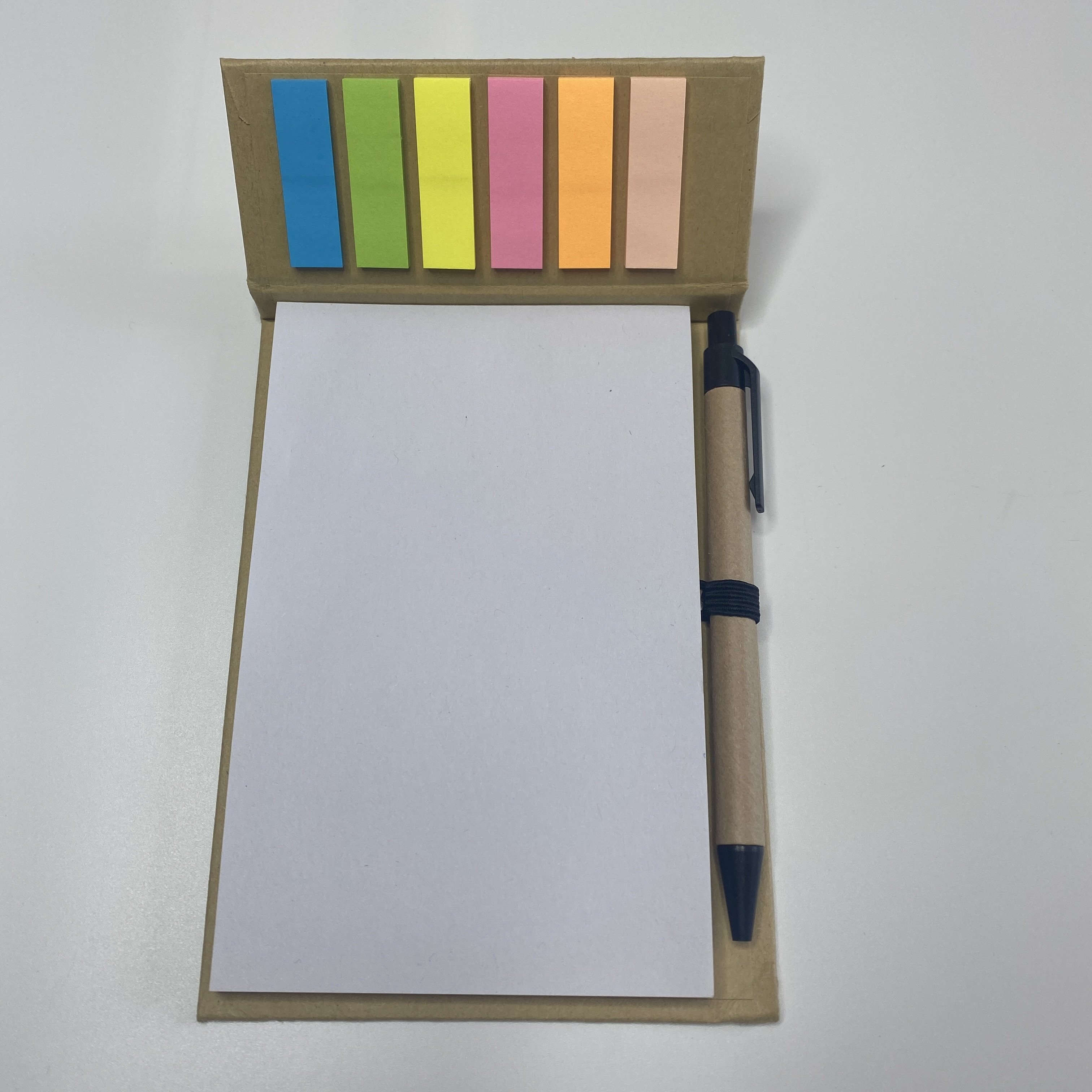 A6 Promotional hardcover kraft paperboard Customized logo printing sticky notes write memo pads set with pen