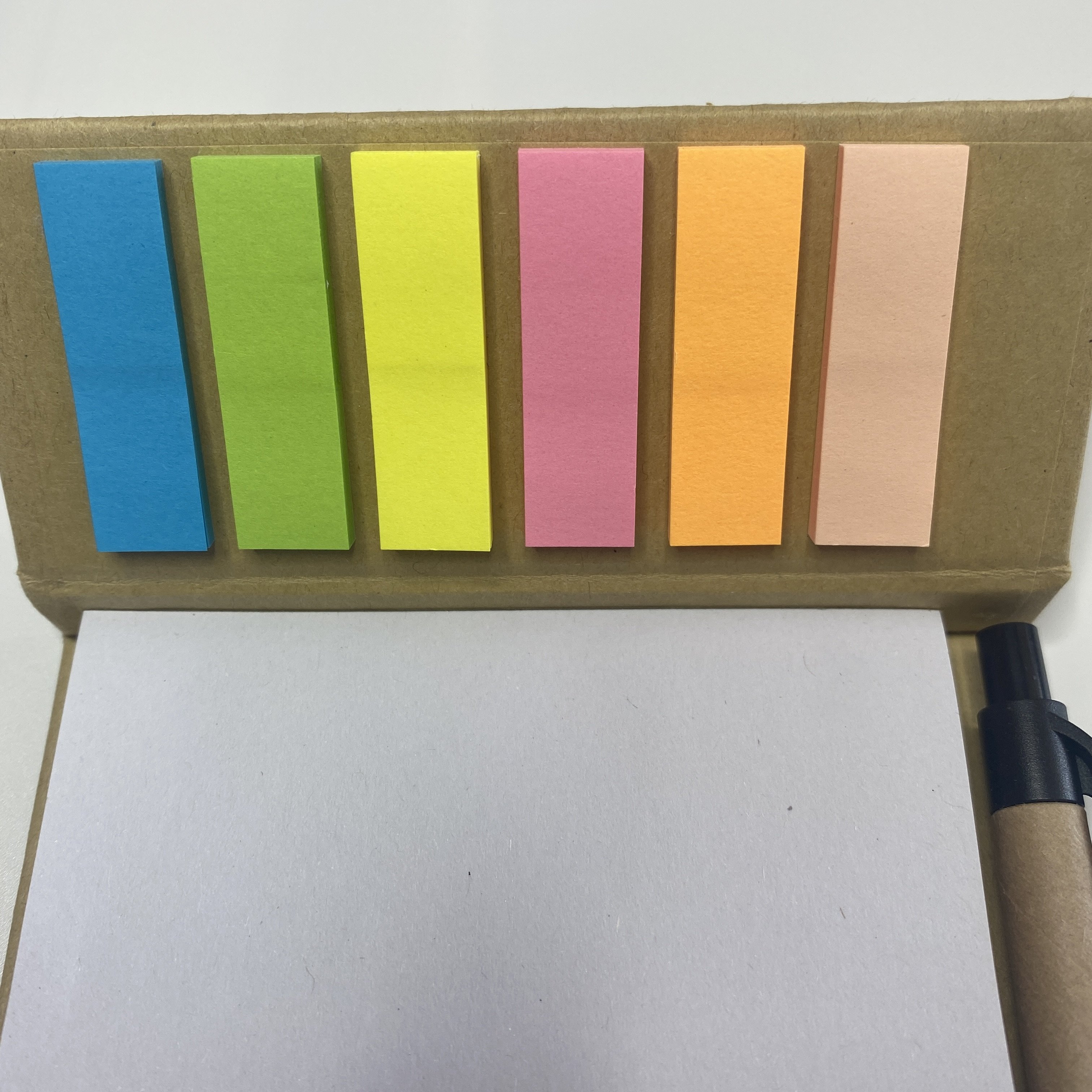 A6 Promotional hardcover kraft paperboard Customized logo printing sticky notes write memo pads set with pen
