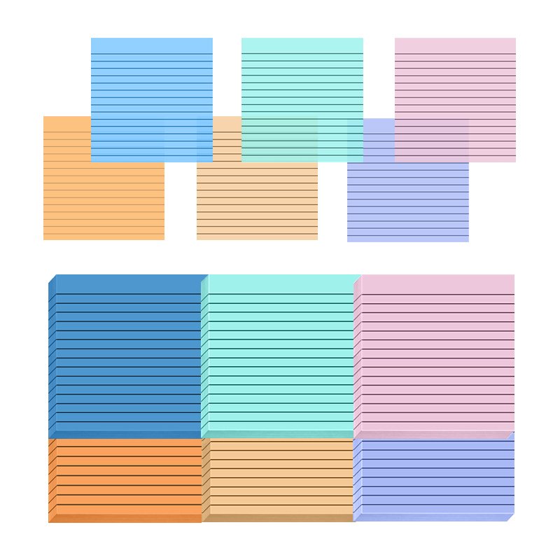 HengXin Transparent sticky note 3*3inch with line stationery macaron color school supplies