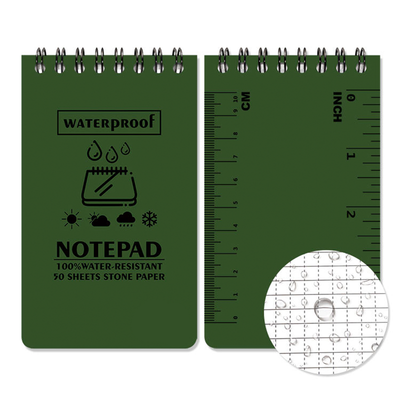 Customized Waterproof Stone Paper Notebook All Weather Notepad Pocket Size Spiral All Weather Notebook