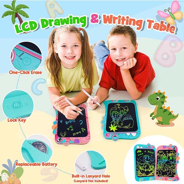 Kids Toys 8.5 Inch Dinosaur Colorful Drawing Board Unicorn Doodle Pad LCD Writing Tablet Birthday Christmas Gifts for Toddlers
