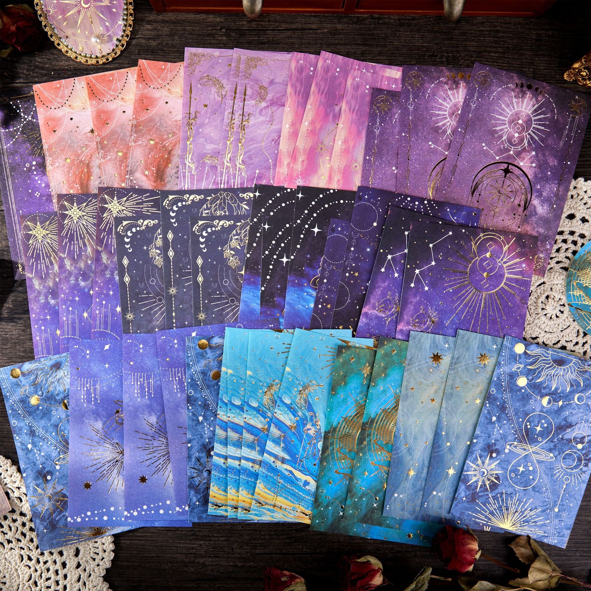 15pcs/pack material paper daybreak star series retro creative collage handbook material