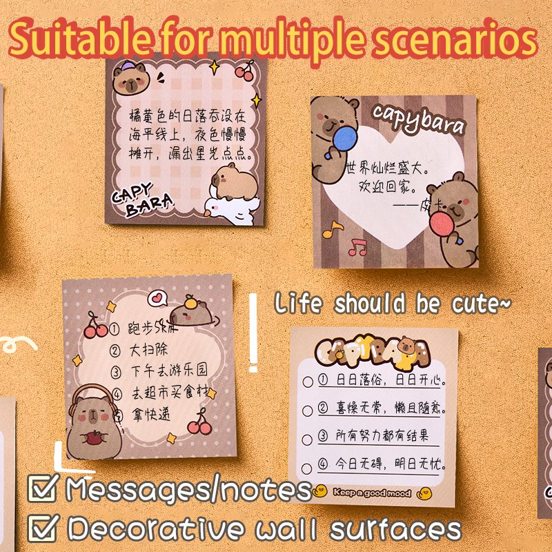 Capybara Office & School Supplies Sticky Notes Index Posted Paper Stickers for Writing & Drawing Memo Pads