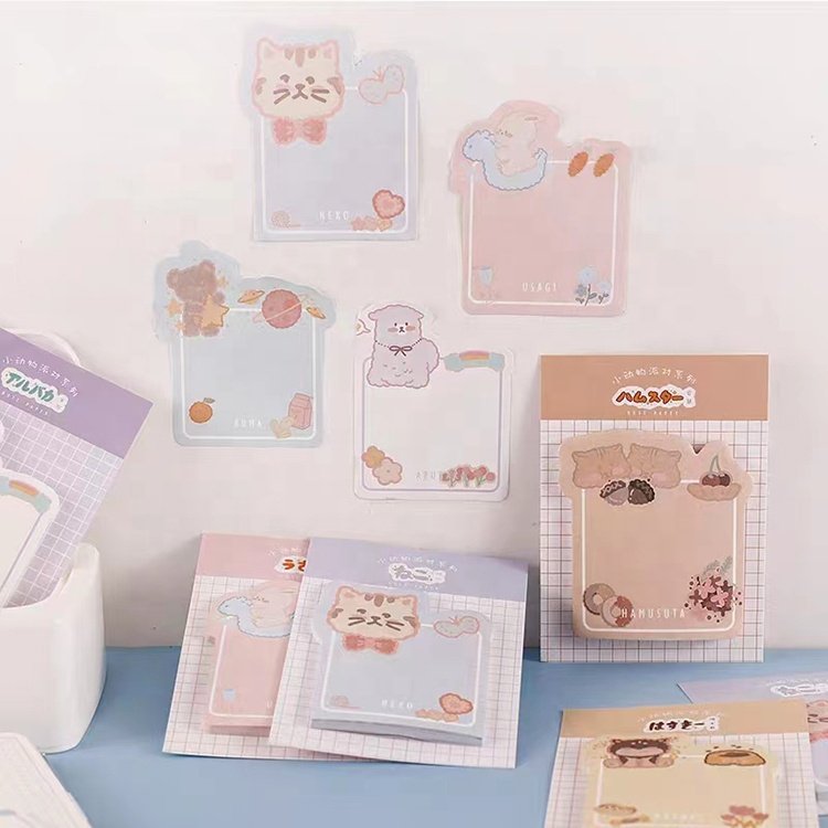 High Quality Cute Shape Self Adhesive Sticky Note Manufacturer Cartoon Cute Animal Sticky Notes Memo Pad Sets