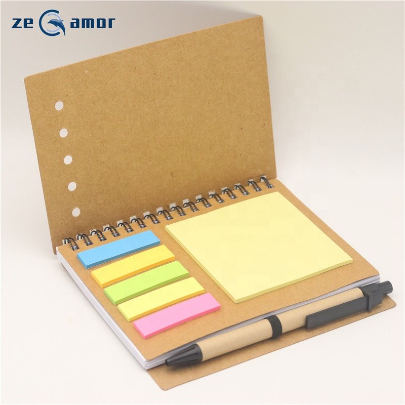 Zeamor Factory Logo Customized A5 Memo Pad Small A6 Spiral Notebook With Pen To Do List Sticky Notes Notepad