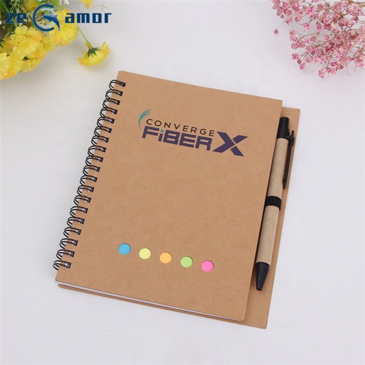 Zeamor Factory Logo Customized A5 Memo Pad Small A6 Spiral Notebook With Pen To Do List Sticky Notes Notepad