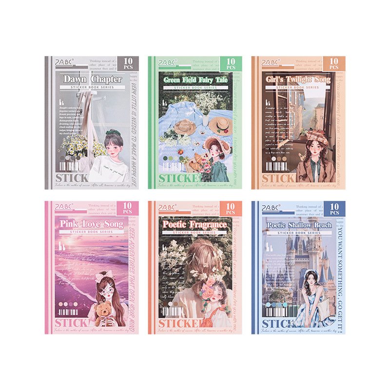 Cartoon Girl Memo Pad Kawaii Stationery Memo Pad Retro Stickers Memo Pad 6 Styles