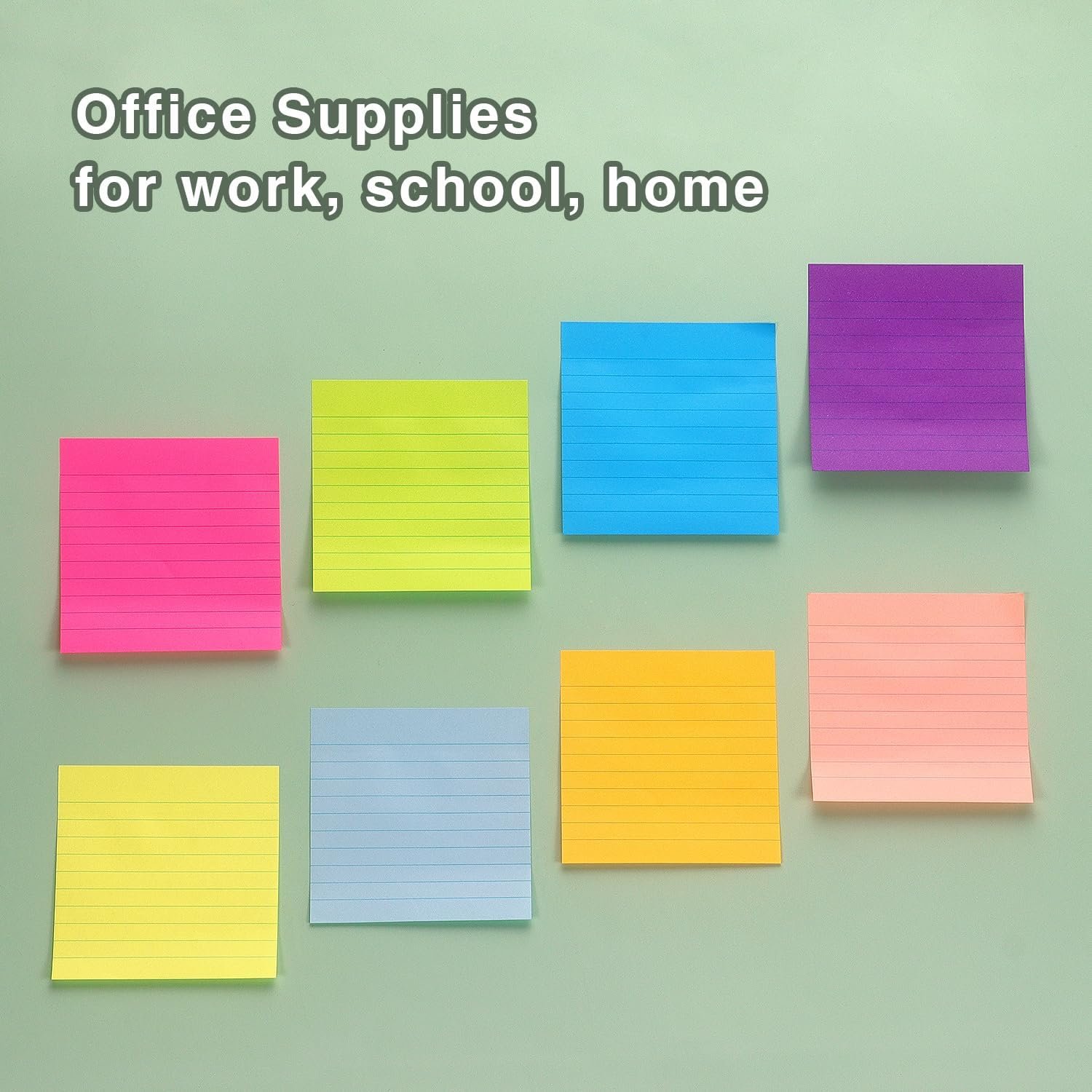 8 Pads Lined Sticky Notes for Home, Office, Notebook,50Sheets/pad