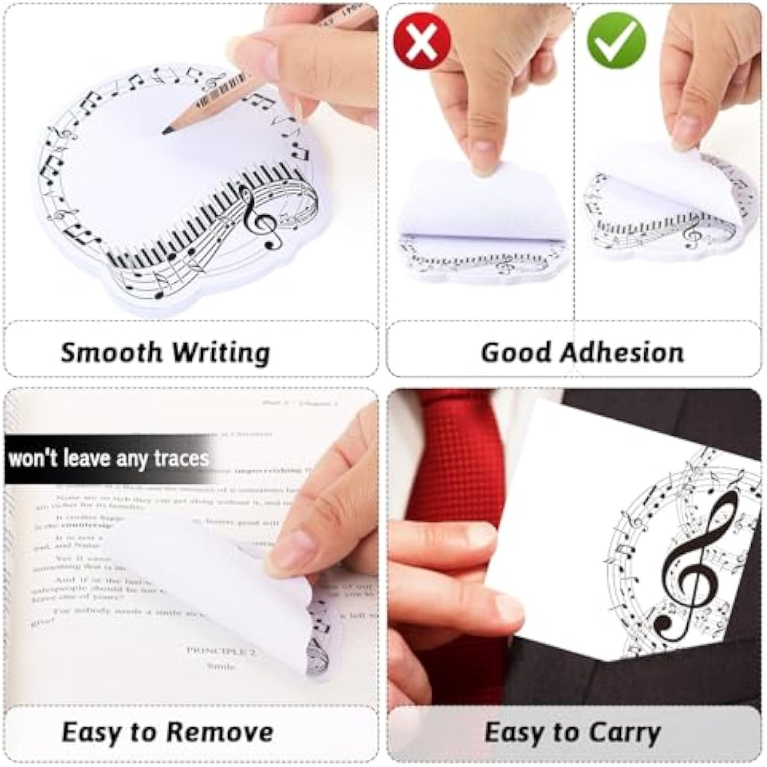 Music Themed Sticky Notes decorate Self-Adhesive Memo Pads school supplies Children's gift Musical Notes Design customizable