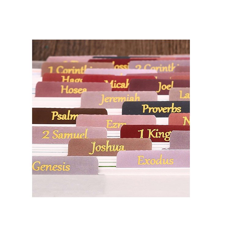 manufacturer custom hot stamping letter index sticker bible tabs waterproof Durable Laminated bible tabs for bible reading study