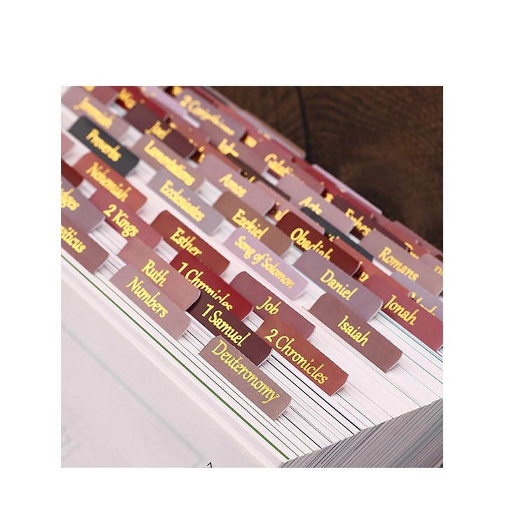 manufacturer custom hot stamping letter index sticker bible tabs waterproof Durable Laminated bible tabs for bible reading study