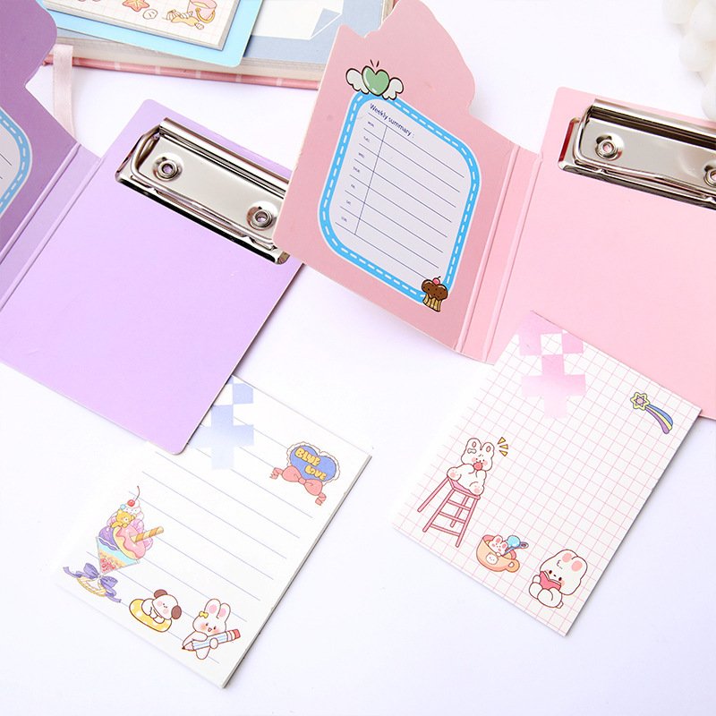 DHF861 New arrival cartoon mini note board clip anime small portable paper clip with memo pads wholesale
