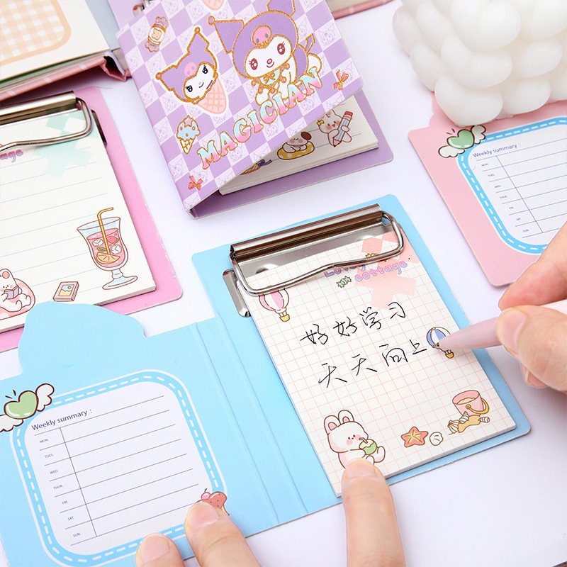 DHF861 New arrival cartoon mini note board clip anime small portable paper clip with memo pads wholesale