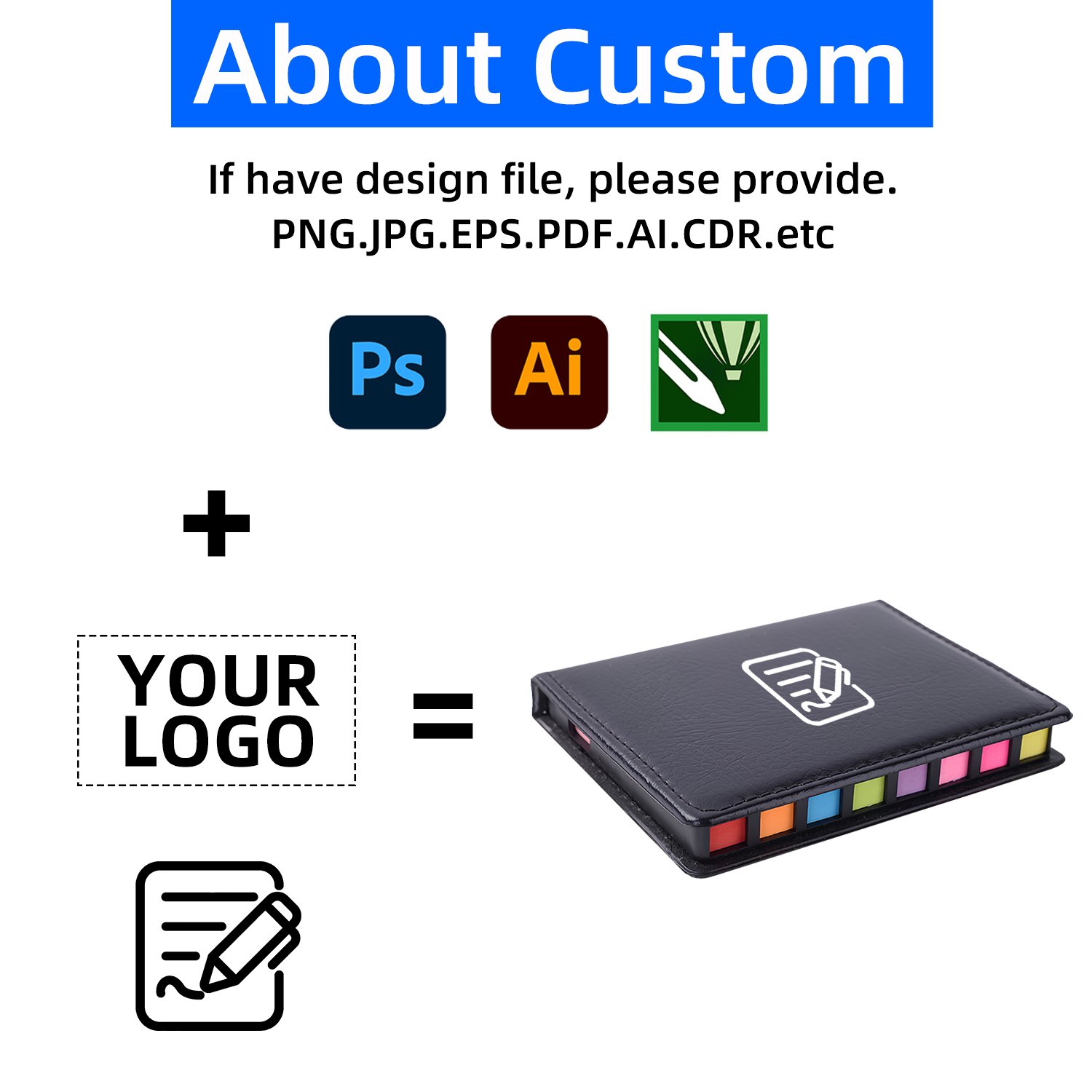 Promotional Customized Note Pad Paper Stickers index Rectangular Desktop Sticky Note Set Leather Box Memo Pad With Custom Logo