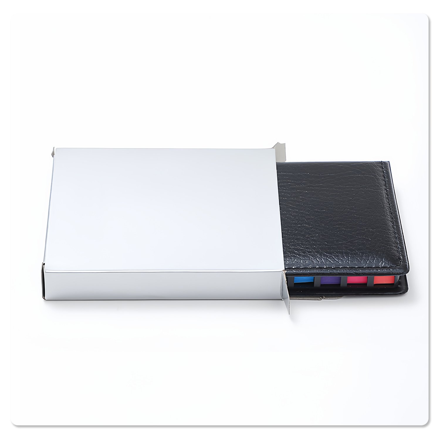 Promotional Customized Note Pad Paper Stickers index Rectangular Desktop Sticky Note Set Leather Box Memo Pad With Custom Logo