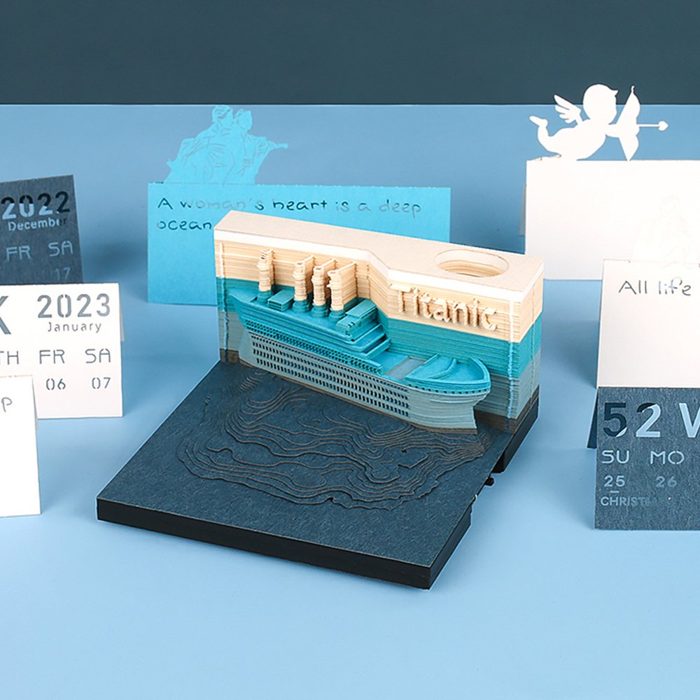Titanic Ship Model 3D Memo Pad Note Book Custom With Desk Calendar 2025 2023 For School Office Home