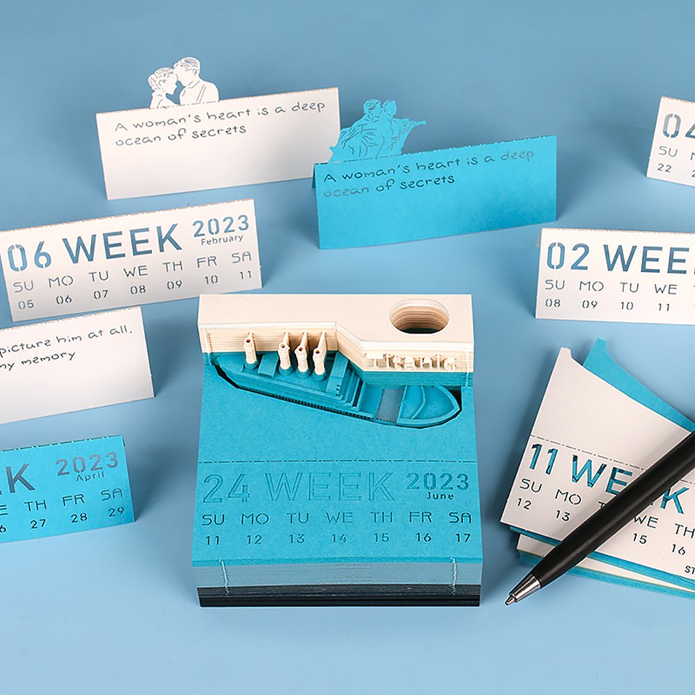 Titanic Ship Model 3D Memo Pad Note Book Custom With Desk Calendar 2025 2023 For School Office Home