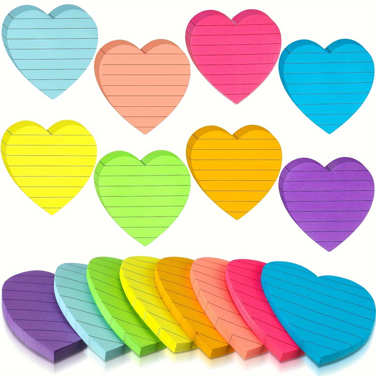 Hot sale 8 color Transverse line sticky note Heart-shaped note School supplies office supply customizable