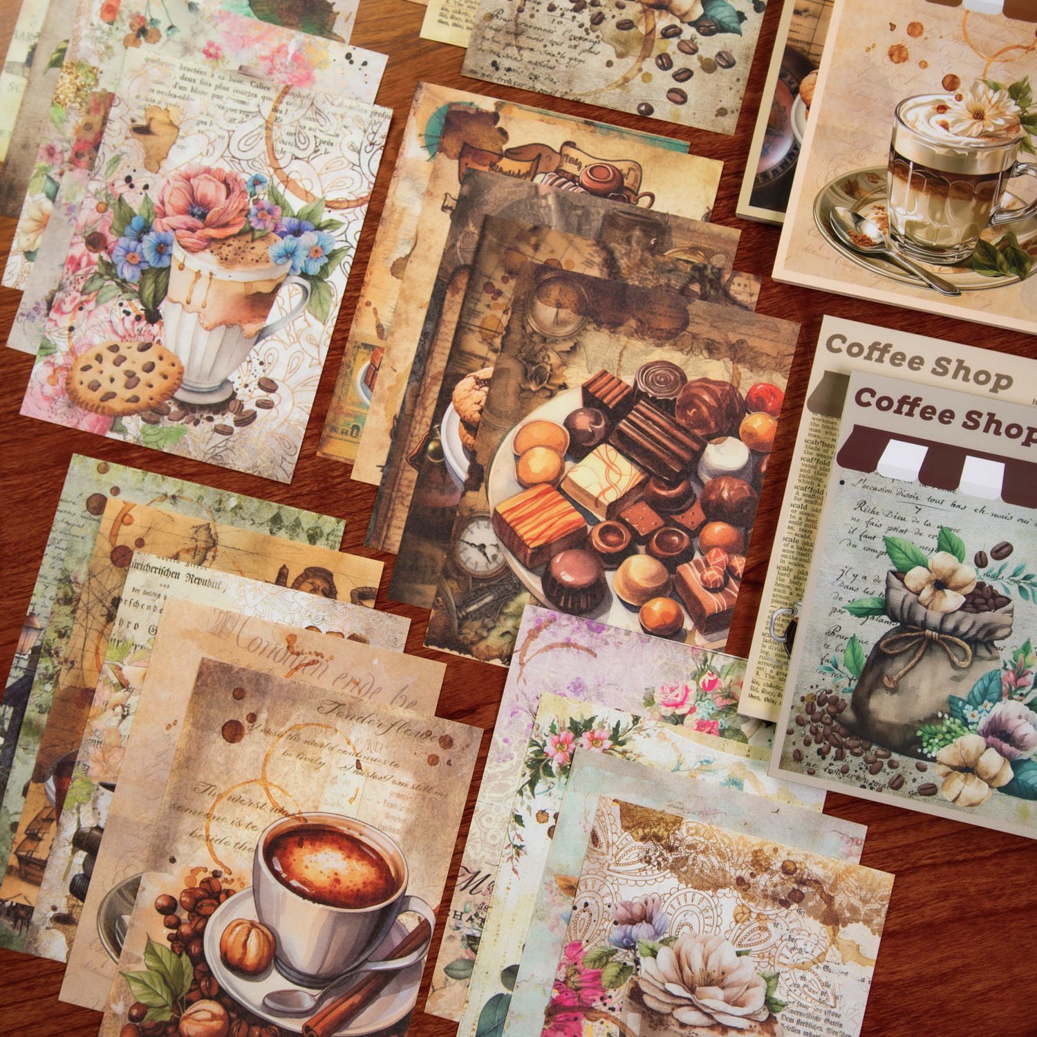30pcs/pack Material Paper Coffee Shop on the Corner Series Coffee Theme Handbook Material diary notes