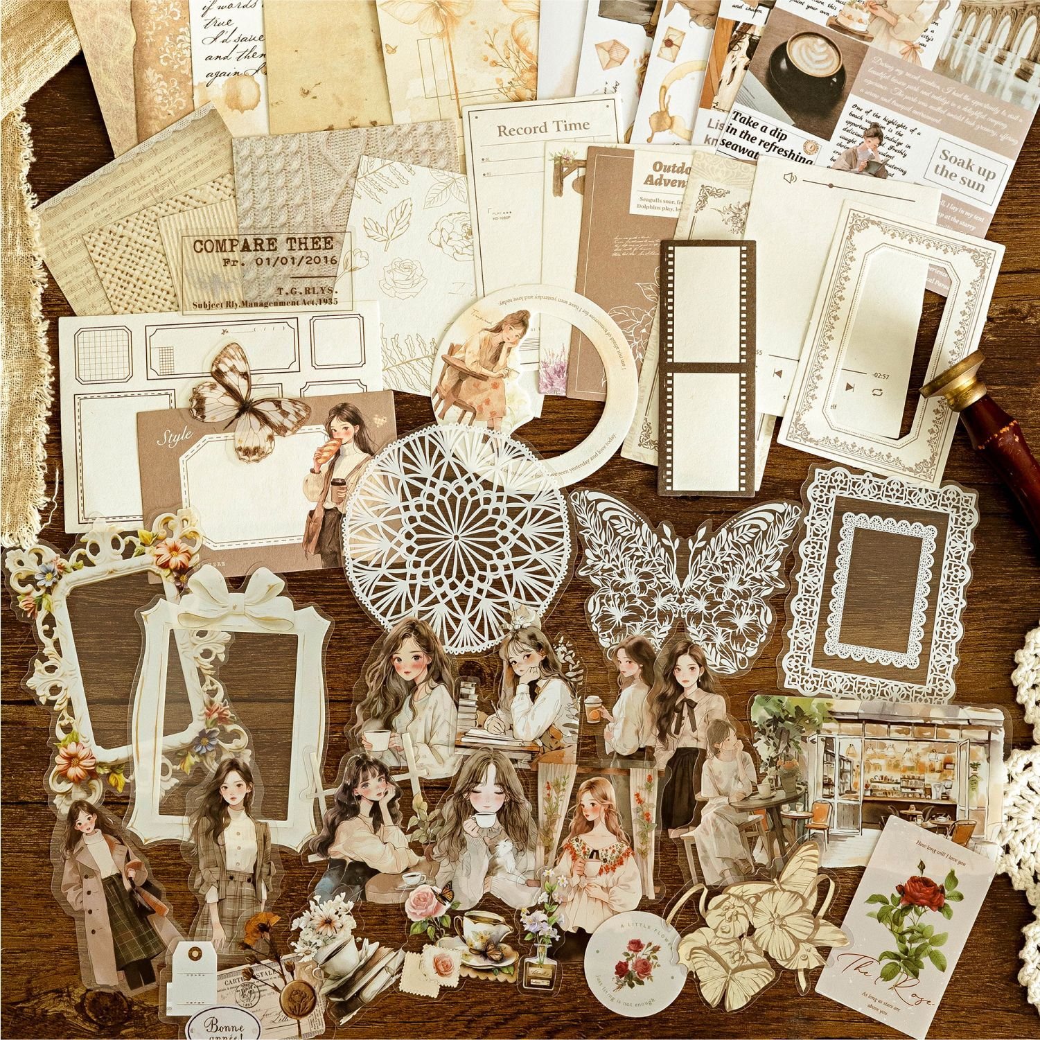 50pcs/pack Material Pack Temperature of Life Series Light Retro Collage Handbook Material