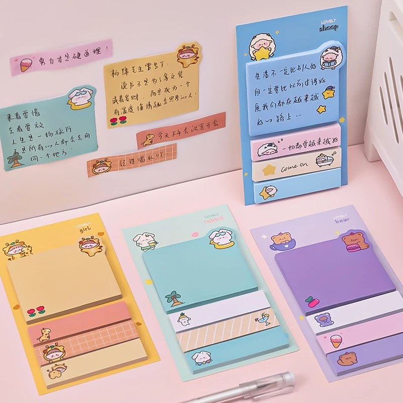 Kawaii Custom Sticky Notepad Memo Pads Cute School Supplies Adhesive Stickers Back School Stationery Paper Note Pad