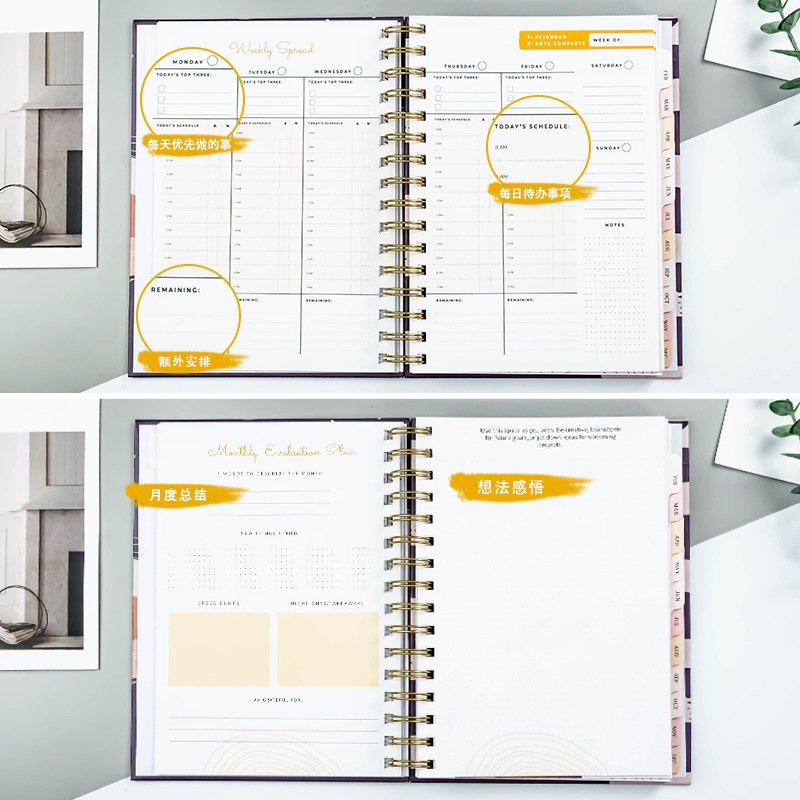 High Quality Planner Weekly Planner 2025 English Schedule Book A5 Thick Book High-end Planner Notebook for Business and Gift
